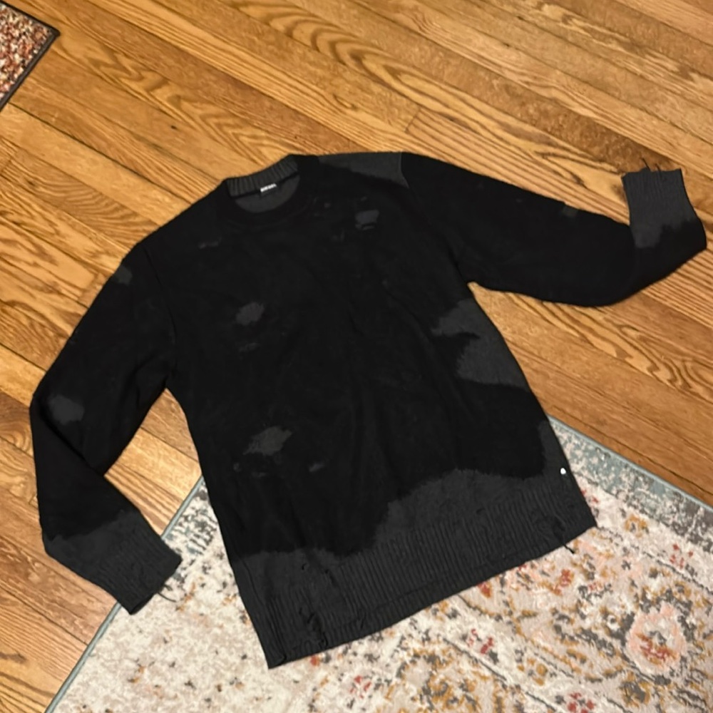 AW2018 Diesel Grey & Black Distressed Sweater